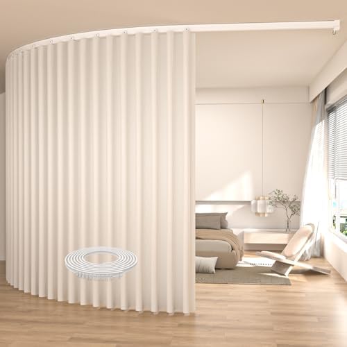 Ceiling Mount Room Divider Curtains,Track Sets for Room Separation,Beige by JVVMNJLK