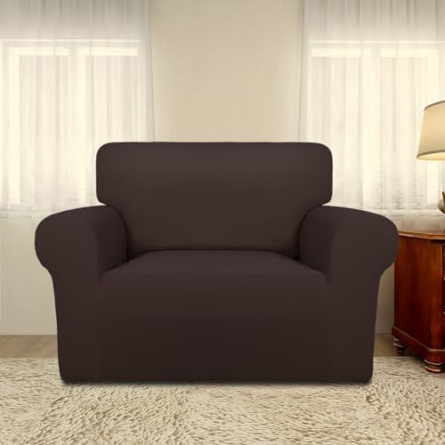 PureFit Super Stretch Sofa Slipcover – Spandex Non Slip Soft Couch Sofa Cover, Washable Furniture Protector with Non Skid Foam and Elastic Bottom for Kids, Pets (Oversized, Chocolate) - Image 2