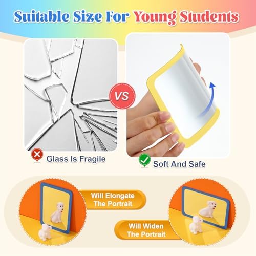 Dandat 30 Pcs 6x4 Shatter Proof Unbreakable Kids Mirrors, Hippie Color - Image 3