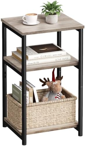 VASAGLE Side Table, Small End Table, Tall Nightstand, Steel Frame by Unknown