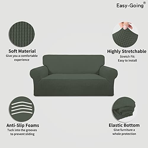 Easy-Going Stretch Oversized Loveseat Couch Covers Washable Olive Green - Image 3