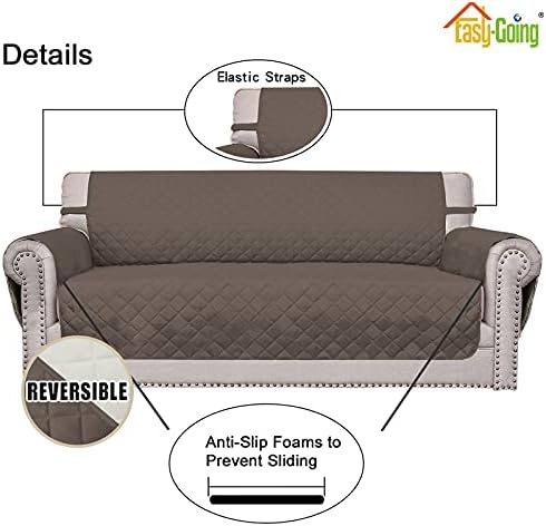 Easy-Going Reversible Couch Cover, Oversized Chair, Taupe/Ivory - Image 3