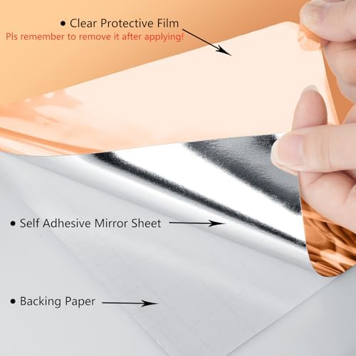 LaCheery Peel and Stick Mirror Paper Self Adhesive for Crafts 15.8"x276" Flexible Mirror Wall Stickers Gold Mirrors Sheet Sticker Roll Mirrors Contact Paper for Cabinets Kids DIY Bathroom Walls Decals - Image 2