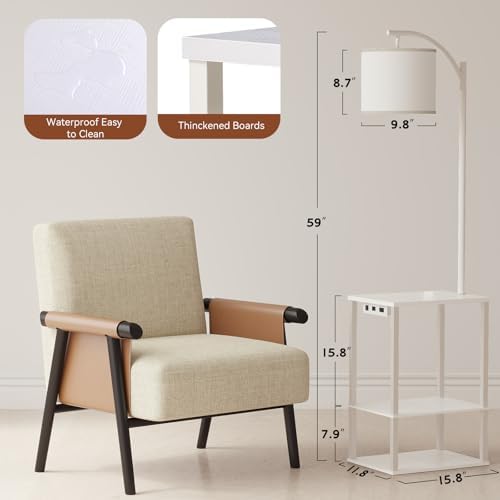 SUNMORY Floor Lamp with Table Shelves, End Side Table for Living Room - Image 3