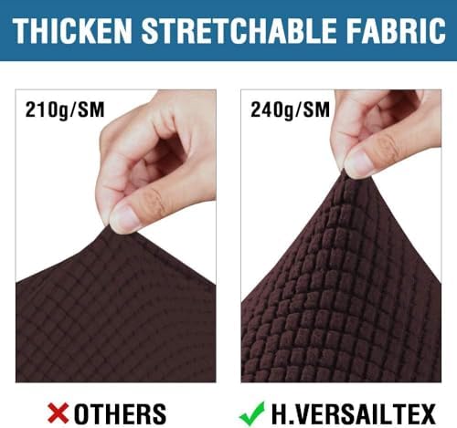 H.VERSAILTEX 4 Piece Stretch Sofa Covers for 3 Cushion Couch Covers for Living Room Furniture Slipcovers (Base Cover Plus 3 Seat Cushion Covers) Thicker Jacquard Fabric (Large Sofa, Chocolate) - Image 3