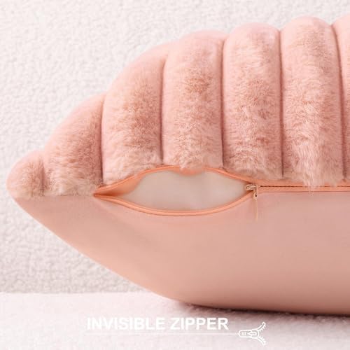Pallene Faux Fur Decorative Throw Pillow Covers 18x18 Set of 2, Pink - Image 3