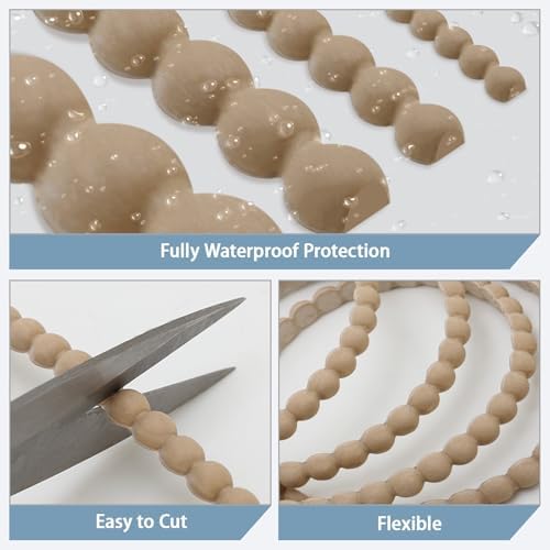 118" x 0.59" Unfinished Wood-Tone Decorative Bead Molding Trim, Flexible Paintable DIY Peel & Stick Wall Moulding for Home Decoration, Bathroom Mirror Frame, Cabinet, Backsplash Tile - Image 3