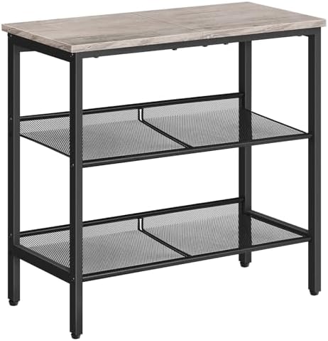 HOOBRO Side Table, 3-Tier Narrow End Table, Nightstand with 2 Flat or Slant Adjustable Shelves for Small Spaces, Hallway, Living Room, Bedroom, Sturdy, Easy Assembly, Greige and Black BG23BZ01G1 by HOOBRO