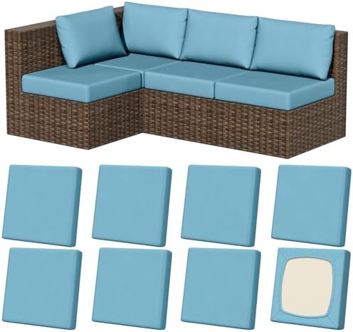 8Pcs Outdoor Cushion Covers, Stretch Patio Furniture Couch Chair Slipcovers by VORSHAPE
