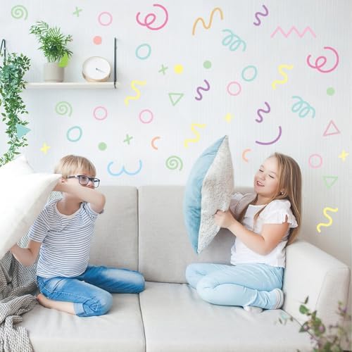 200 PCS Peel & Stick Removable Pastel Abstract Geometric Wall Decals | 10 Sheets Vinyl Wall Stickers in Mixed Size Shapes (1.8–5.7 in) for Nursery, Kids Room, Bedroom, Playroom & Home Decor - Image 6