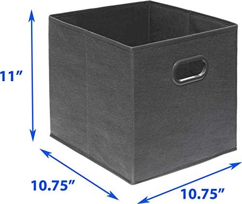 Simple Houseware 11-Inch Foldable Cube Storage Bins with Handles, Dark Gray - Image 7