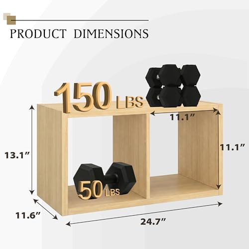 WannabeMyself【2026 Wooden Thick Frame】 2 Cube Storage Organizer with Anti-Tipping Kits, Reversible Open Back Book Shelf,Bookcase for Living Room,Bedroom,Entrance Hall,Office,11.6×24.7×13.1,Oak Color - Image 2