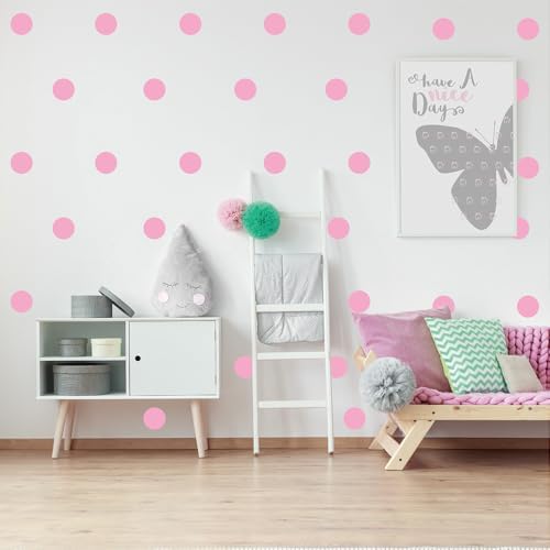 300 PCS Aesthetic Peel & Stick Pastel Pink Polka Dot Wall Vinyl Decals | 10 sheets removable & repositionable matte dots wall decor for nursery, girls bedroom, kids room, playroom & diy space(1.6") - Image 6