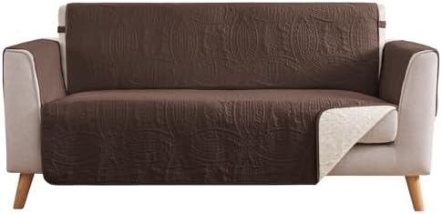 Soft Couch Cover 2 Cushion Sofa, Water-Repellent Sofa Slipcovers for Loveseat, Machine Washable Love Seat Quilted Couch Covers, Pet Friendly Loveseat Slipcovers (Loveseat 56", Chocolate) by Pamhaven