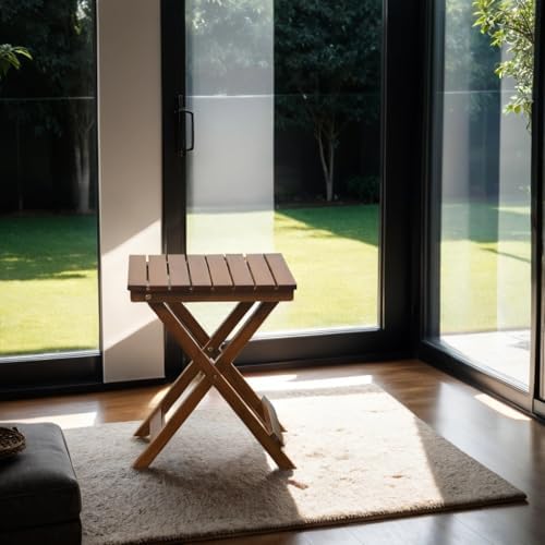 Outdoor Small Table Square Folding Wooden Patio Side Table Furniture Table for Adirondack Chair, Balcony, Porch, No Assembly Required, Brown - Image 2