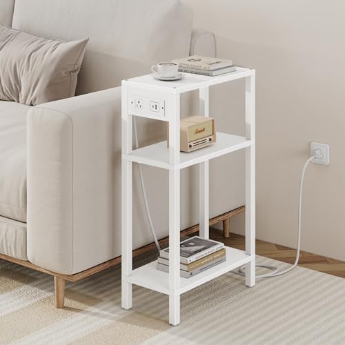 TUTOTAK Narrow Side Table, 3-Tier Small End Table with Charging Station - Image 4