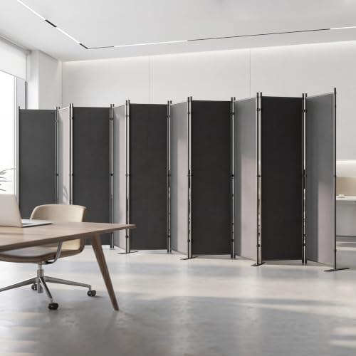 10-Panel 6 ft Tall Indoor Folding Room Divider, Dark Grey - Image 2