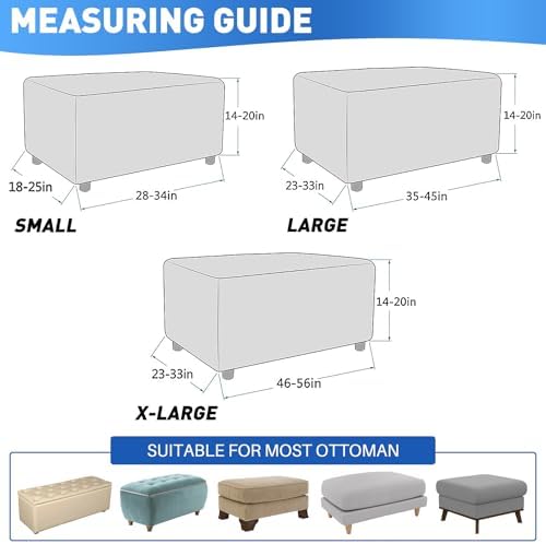 MAXIJIN Jacquard Ottoman Cover Slipcovers Folding Storage Stool Furniture Protector Cover Soft Thick Rectangle Foot Rest Slipcover with Elastic Bottom (Ottoman X-Large, Peacock Blue) - Image 6
