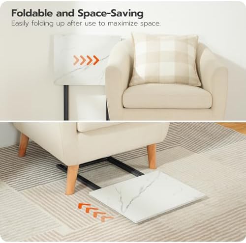 HOOBRO Folding TV Tray Tables, Set of 4 TV Trays with Storage Rack, Industrial Side Table for Eating at Couch, Foldable Snack Table for Small Space, Easy Assembly, White and Black BW50BZ01 - Image 6