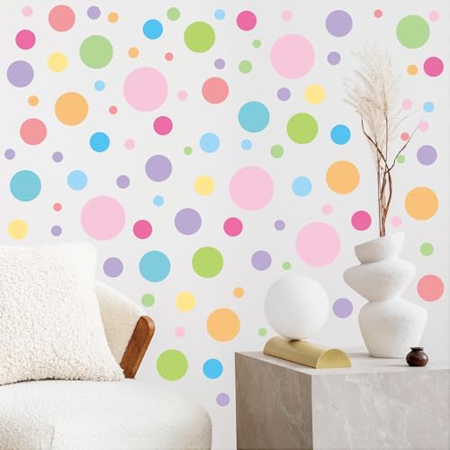 230 PCS Pastel Polka Dot in Bright Macaron Colors Wall Decals Set | 10 sheets removable waterproof peel & stick circle wall stickers for nursery, kids room, bedroom, playroom & home decor - Image 4