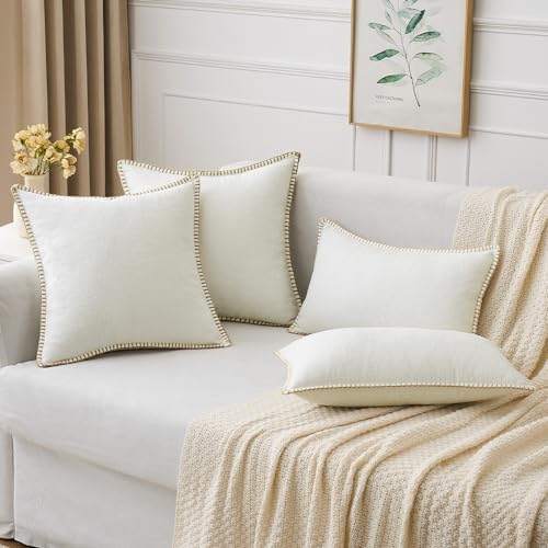 MIULEE Decorative Lumbar Throw Pillow Covers 12x20 Inch Pure White 2 Pack - Image 5