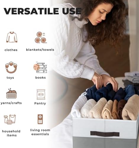 Criusia 8 Pack Closet Organizers and Storage Bins - Extra Large Storage Baskets for Organizing - Clothes Storage Bins for Shelves -Foldable Organizer Bins Totes for Toy Blanket, Dorm Room Essentials - Image 6