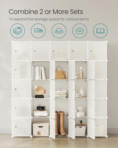 SONGMICS 12 Cube Storage Organizer with doors，Plastic stackable cube shelf - Image 5