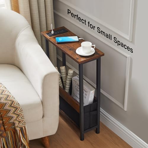 Slim Charging End Table with Storage - For Small Spaces and Bedroom - Image 5