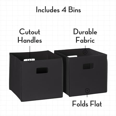 RiverRidge Folding Storage Bins - 4-pack of 10in Tall Black Cubes - Image 4