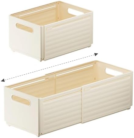 Foldable Storage Bins, 2 Pack Plastic Expandable Boxes for Organizing, Adjustable from 11-18.8" Drawer Organizers Separators Dividers for Bedroom Kitchen Utensils Tools Closet, Large by DEFRKO