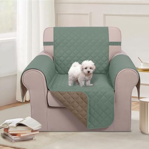 U-NICE HOME Reversible Oversized 28''Chair Covers, Greyish Green/Taupe - Image 2