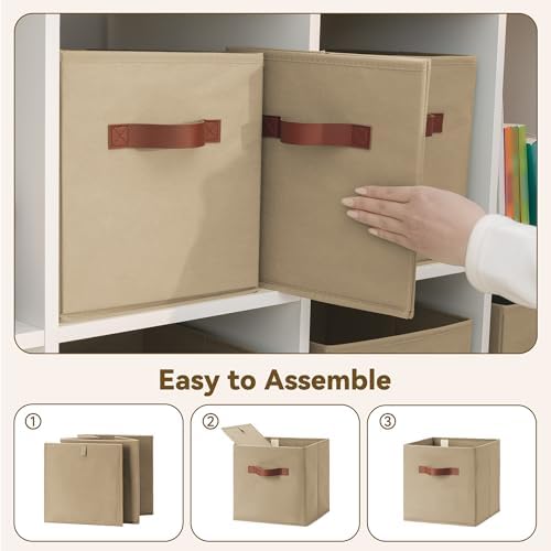 GRANNY SAYS Cube Storage Bins, 11 Inch Cube Organizers, Khaki, 6-Pack - Image 5