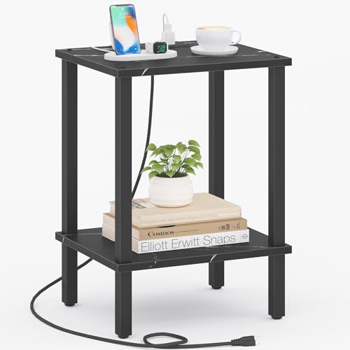 TUTOTAK End Table with Charging Station, Side Table, Nightstand by ChoosetutotakFurnitureBuildYourCozyHome