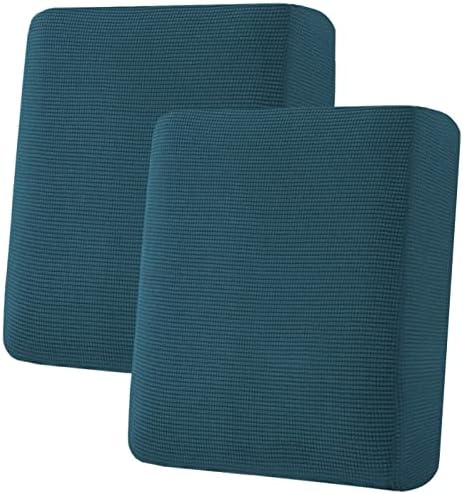 H.VERSAILTEX Super Stretch Individual Seat Cushion Covers Sofa Covers Couch Cushion Covers Slipcover Sets Thick Jacquard Textured Twill Fabric (2 Piece Medium Sofa Cushion Covers, Deep Teal) by HVERSAILTEX