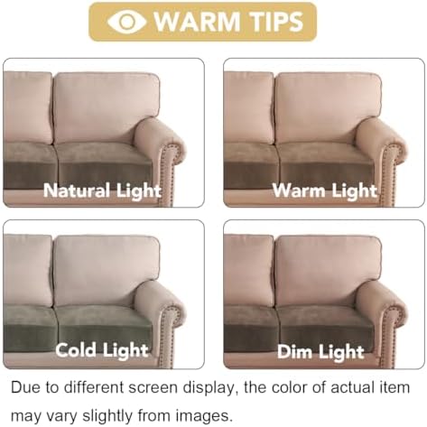 H.VERSAILTEX Velvet Stretch Couch Cushion Cover Plush Cushion Slipcover for Chair Loveseat Sofa Cushion Furniture Protector Seat Cushion Sofa Cover (2 Piece Large Sofa Cushion Covers, Mocha) - Image 6