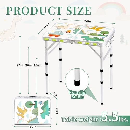 Yriuat Folding Camping Table 2ft Portable Picnic Table, Jurassic Camp - Image 3