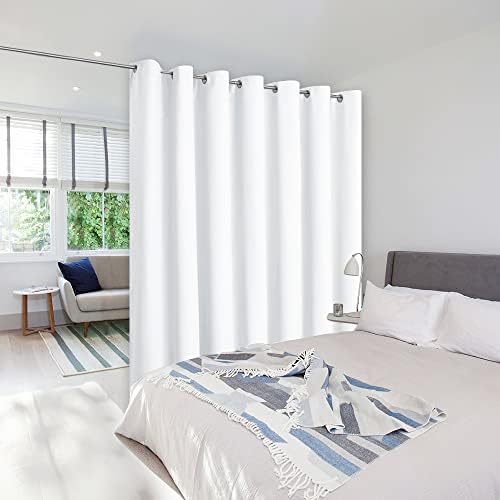 NICETOWN Privacy Room Divider Curtain Screen Partitions, Closet Door Curtain Vertical Blind for Sling Door, Window Privacy Blinds for Patio (White, Single Panel, 12ft Tall x 8.3ft Wide) by NICETOWN