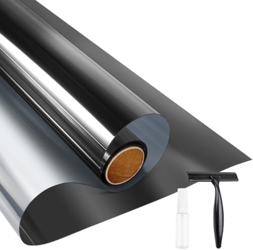 KESPEN Window Privacy Film One Way Static Cling Tint, Black, 29.5InX6.5Ft by KESPENWINDOWFILMS