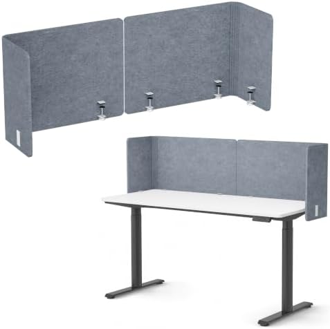 Desk Privacy Panel, 48" × 19" L-Shaped Cubicle Desk Divider, Gray by ERGOCOLLECT