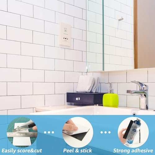 Art3d 102-Pack Peel and Stick Backsplash on Subway Tile, Glossy White - Image 3