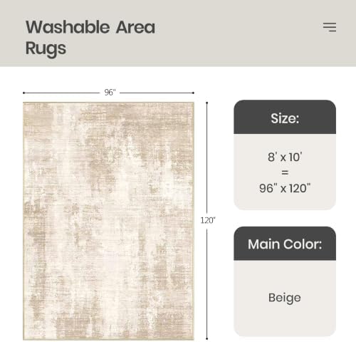 Valenrug 8x10 Area Rugs for Living Room, Large Washable Rug Non Slip Beige - Image 2