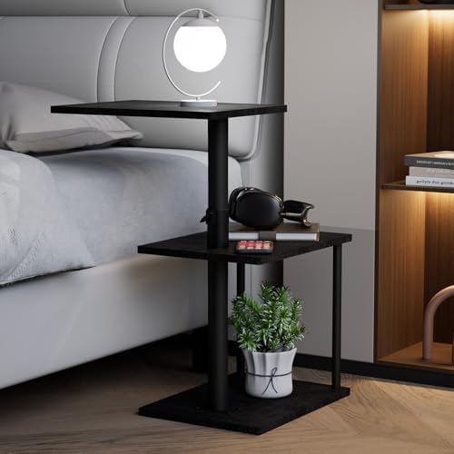 Faesun Swivel Side Table for Couch Arm, Adjustable C End Table for Recliner or Bed, Tv Trays with Storage Shelf for Small Spaces Small Nightstand Table for Living Room, Bedroom，2pc - Image 7