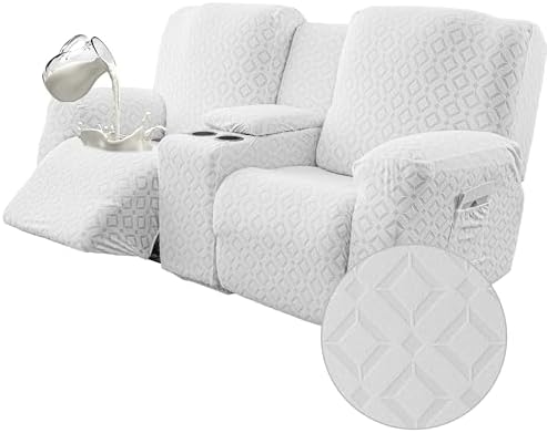 Genina Waterproof Recliner Loveseat Cover,2 Seat with Console,Ivory White by Genina