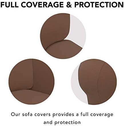 PureFit Stretch Couch Covers for Sofa 4 Seater Slipcovers Brown - Image 3
