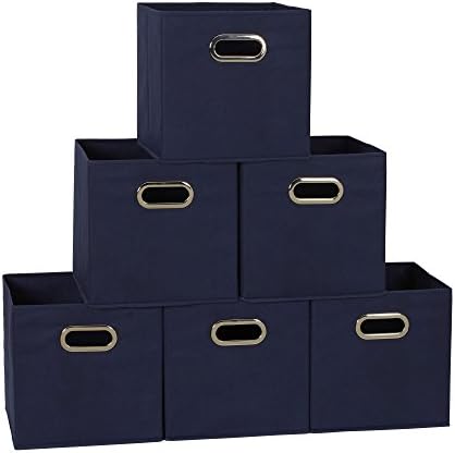 Household Essentials 81-1 Foldable Fabric Storage Bins | Set of 6 Cubby Cubes with Handles | Navy Blue, 6 lbs (Pack of 6) - Image 5