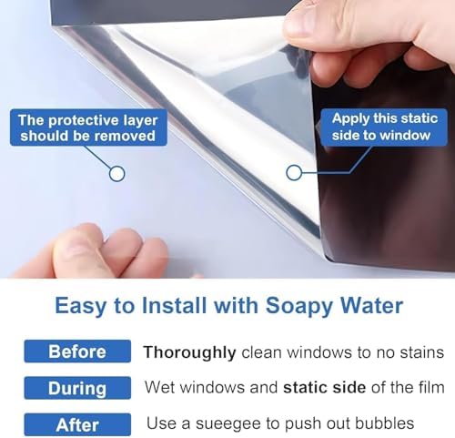 Upgraded One Way Window Privacy Film Sun Heat Blocking, 23.6" x 78.74" - Image 6