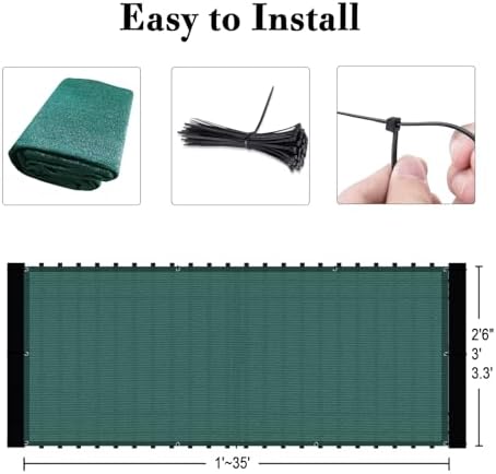 SUNLAX Custom Size 3'x20' Dark Green Balcony Privacy Screen 90% UV Block - Image 3