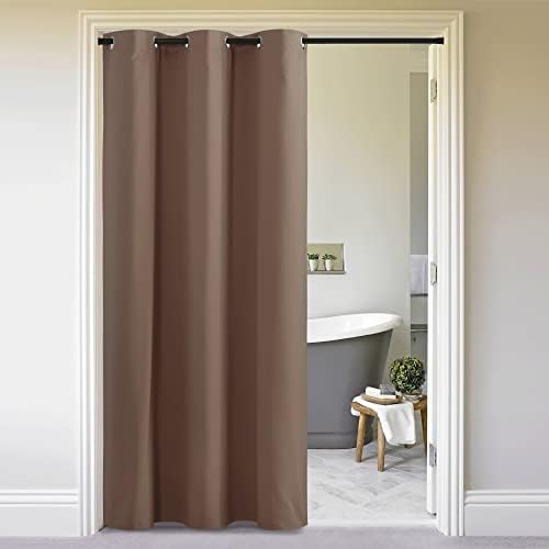 NICETOWN Sound Reducing Room Divider Curtain Screen Partition, Function Thermal Blackout Patio Door Curtain Panel, Sliding Door Insulated Curtain, Cappuccino, 5ft Wide x 7ft Long by NICETOWN