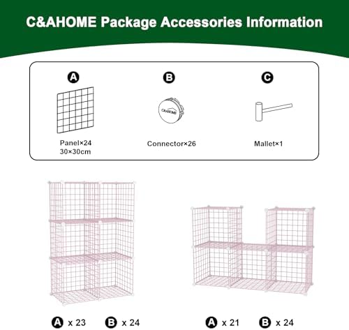 C&AHOME Wire Cube Storage, 6 - Cube Organizer Metal C Grids, Units, Pink - Image 7
