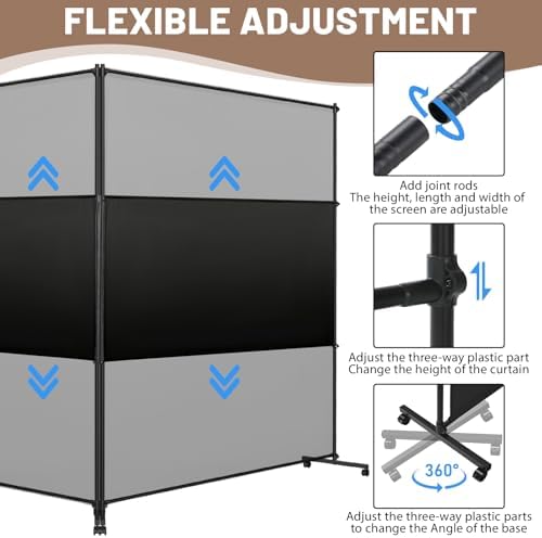 2 Panels Room Divider/Privacy Screen 6FT*6FT with Caster Wheels & Brakes - Image 6